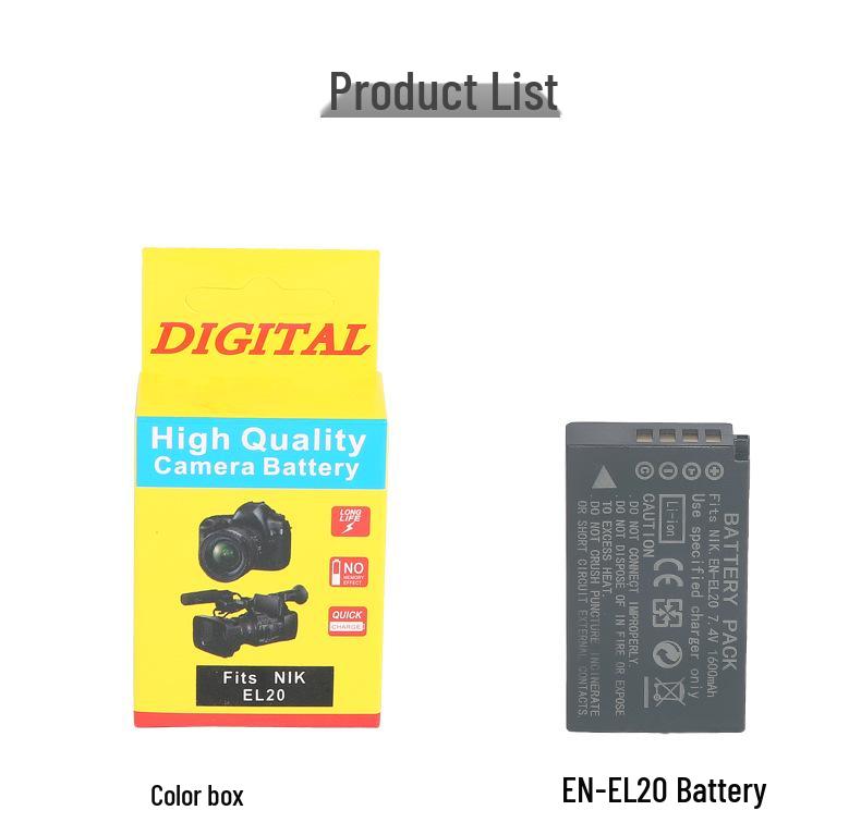EN-EL20 Battery for Nikon Coolpix A, J1, J2, J3, S1, AW1, V3 Mirrorless Cameras