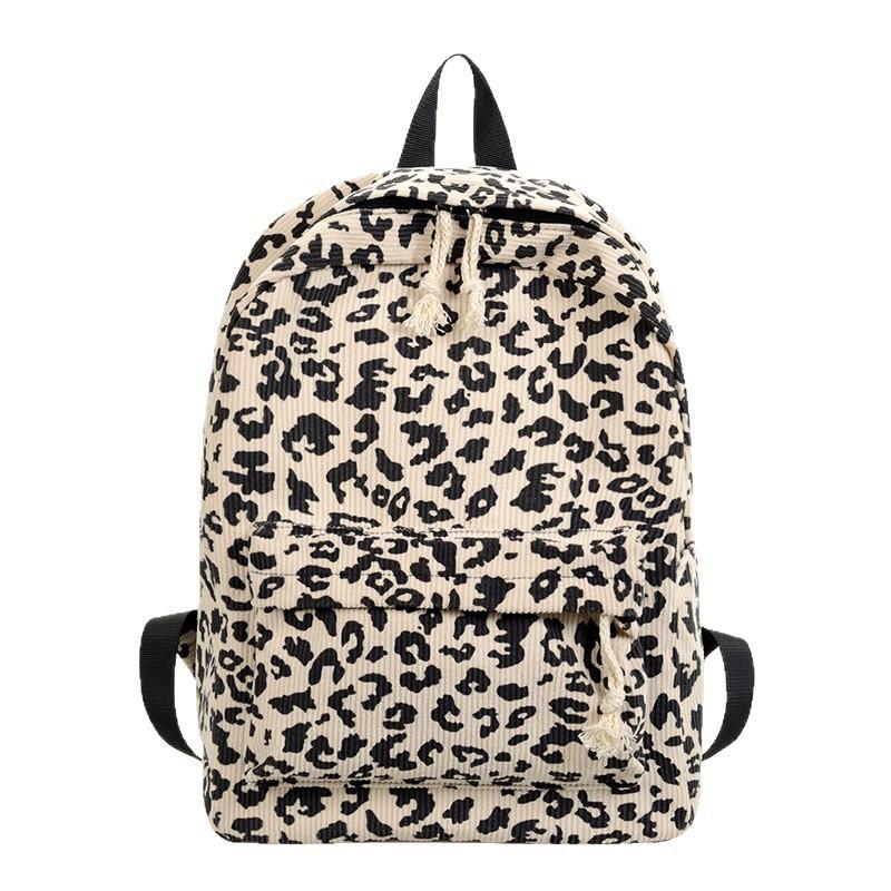 Schoolbag Cute Retro Trendy Korean Version Leopard Print Backpack Large Capacity Student Schoolbag Fashionable Versatile Light Casual Backpack