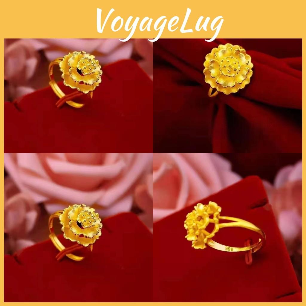 Stunning Goldplated Peony Ring For Women Featuring Adjustable Size And Sweet Floral Design