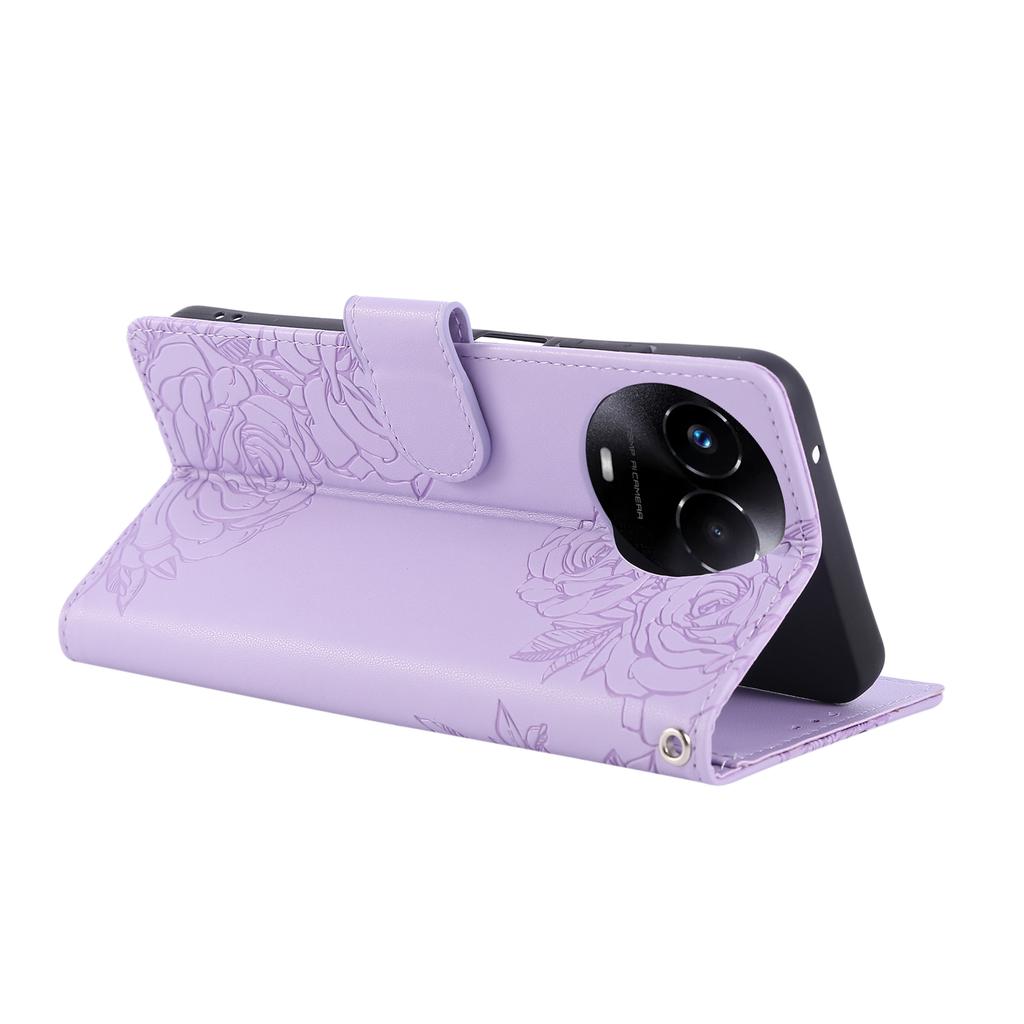 Phone Case For Realme 11 5G (Global)/C67 5G/11x 5G Rose Flower PU Leather Wallet Phone Cover with 3 Card Slots