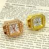 Trendy Diamond Ring Watch Square Full Diamond Adjustable Time Ring Watch Instagram