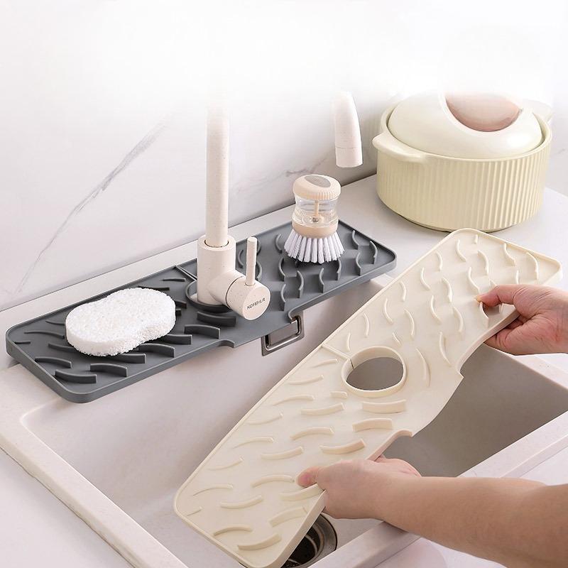 Water-draining Pad, Wavy Suction Cup, Silicone Faucet, Kitchen Sink, Storage Pad, Washbasin Leak-proof