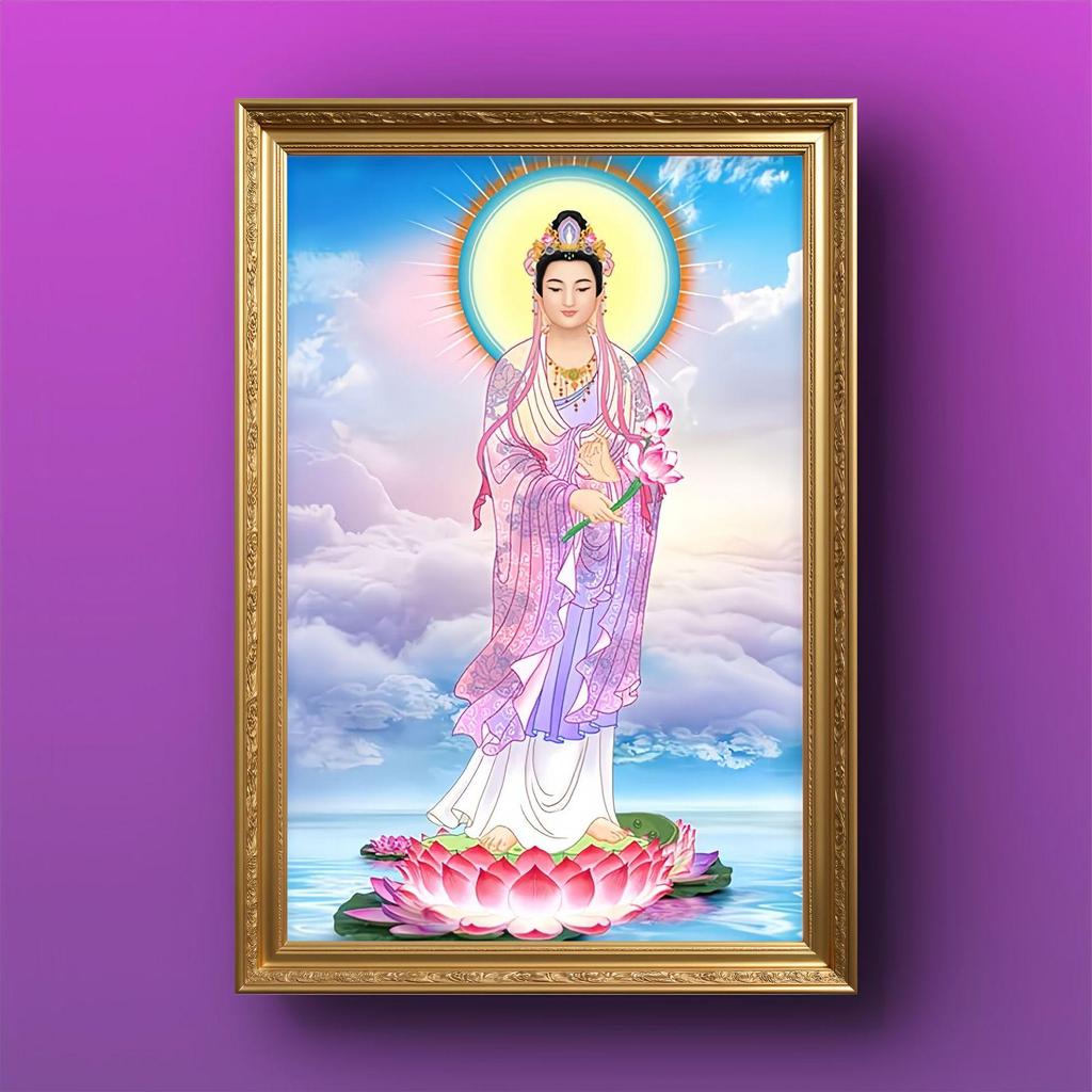 Guanyin Bodhisattva Canvas Mural - Entrance Hall Lobby Decorative Worship Art