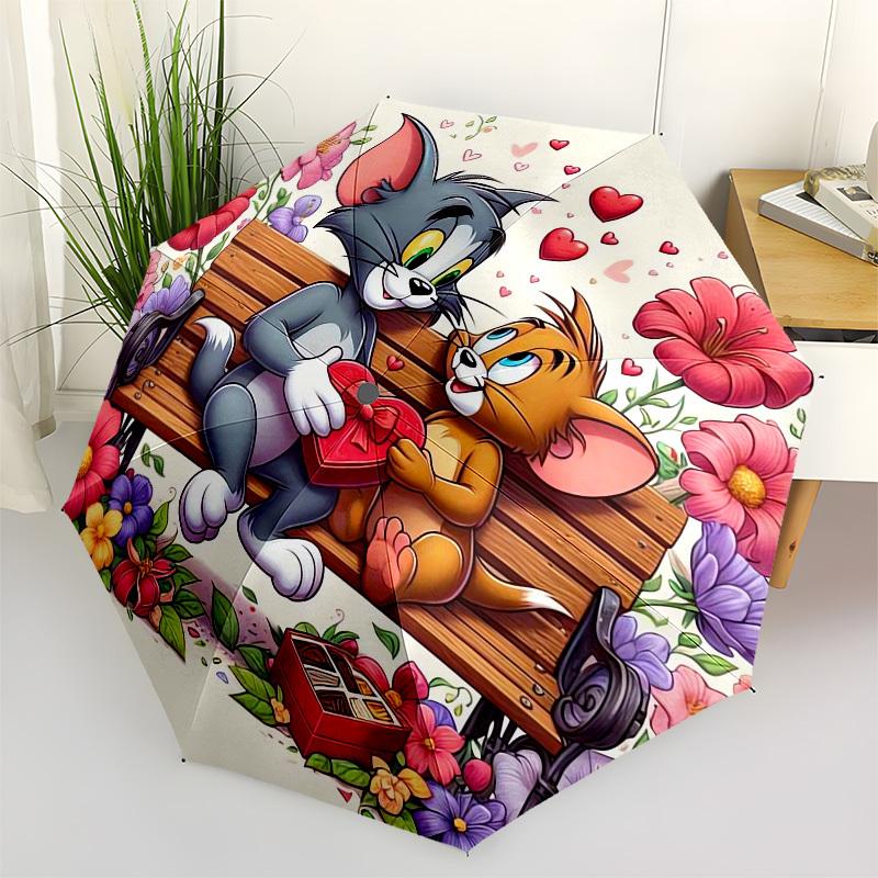 

1pc Tom and Jerry Valentine s Day Umbrella with Plastic Handle,Cartoon Pattern,Suitable for All Seasons Multi-functional Umbrella464