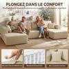 Modular U-Shaped Compressed Sofa, 337 cm, 4-Seater Convertible, Corduroy, Wide Seat, Cream
