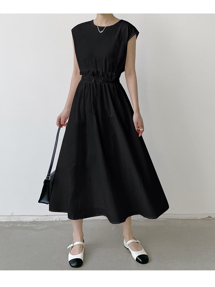 Women Summer High Waist Loose Patchwork Bud Dress Japanese Style Flowy Comfortable Dress Lightweight High Recognition Elegant Flattering Chic Dress