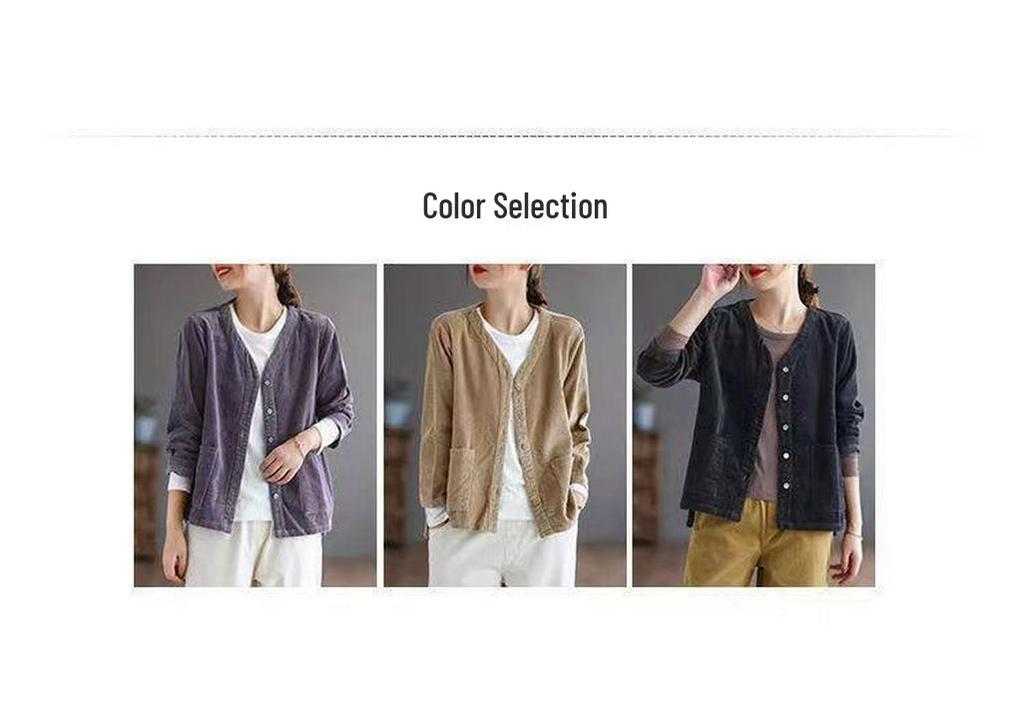 2026 Autumn Retro Plus Size Women's Loose Corduroy Jacket, Hong Kong Style
