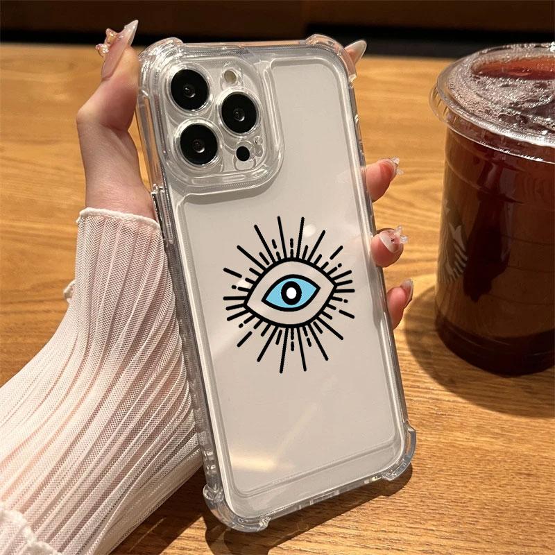 

Blue Beautiful Eyes Phone Case Clear For iPhone 17 16 14 15 11 12 13 Pro Max 16E 17PM 15 16 Plus 17Air SE4 Soft Shockproof Cover iPhone 11 Pro