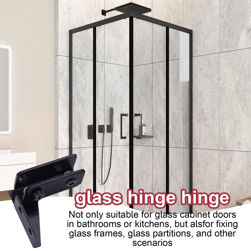 2pcs Non-Perforated Glass Door Hinges Display Cabinet Hinge,Wine Cabinet Rotating Shaft Glass Clip,Furniture Door Hinge Hardware