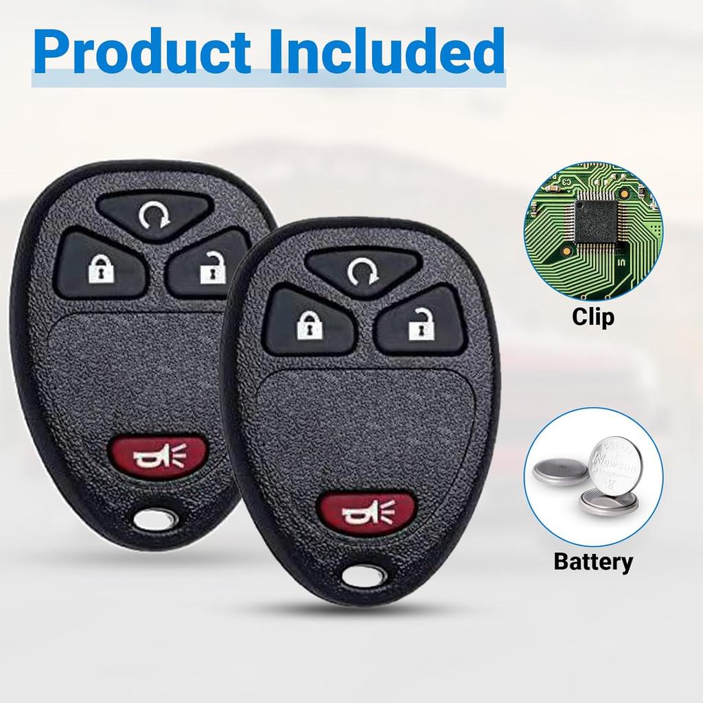 Keyless Entry Remote Car Key Fob Compatible with Chevy Silverado Avalanche Captiva Tahoe Traverse, GMC Sierra Acadia, 4 Buttons 2007-2015 Remote