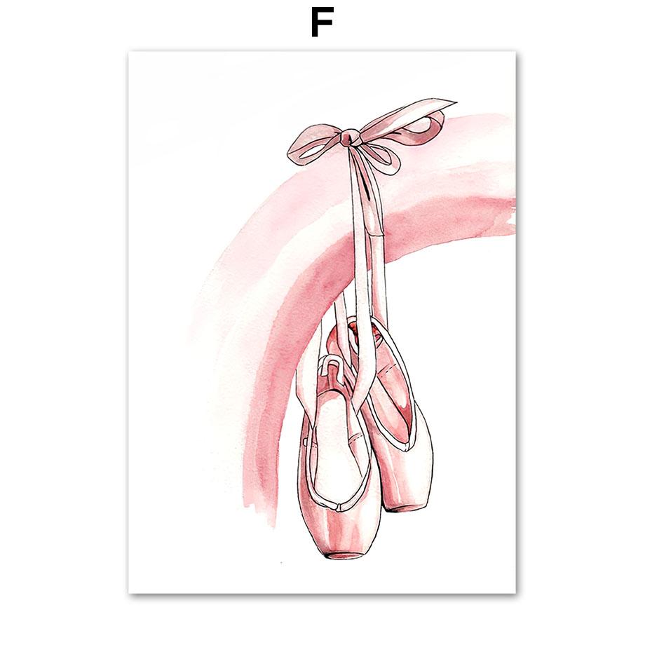 Pink Ballet Girl Rainbow Unicorn Shoes Nursery Wall Art Canvas Painting Posters And Prints Pictures For Baby Kids Room Decor