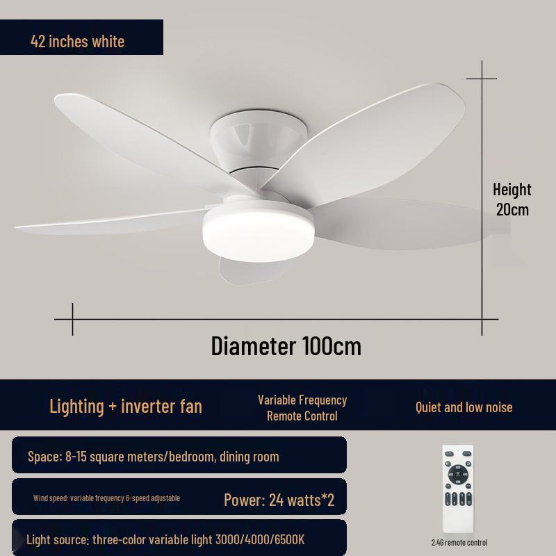 Japanese-Style Silent Ceiling Fan Light for Bedrooms, Dining, and Living Rooms - Modern Adjustable Pendant Design
