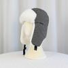 Lei Feng Hat Plaid Print Velvet Lining Buckle Closure Ear Protection Hat Windproof Cold Weather Outdoor Hat
