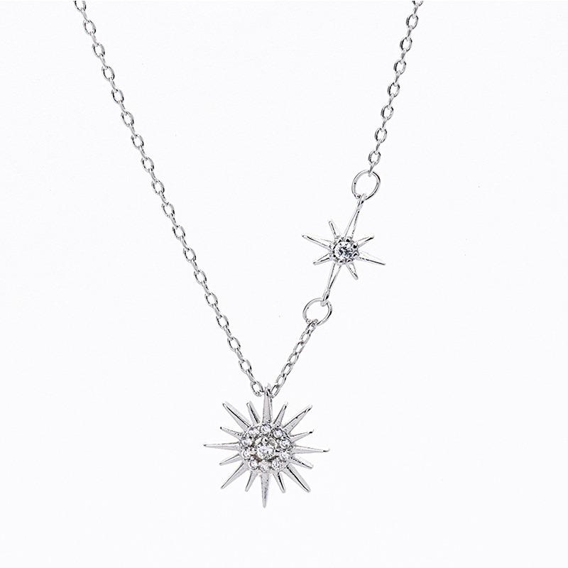 Rose Gold Sun Necklace Fashionable Micro-inlaid Collarbone Chain