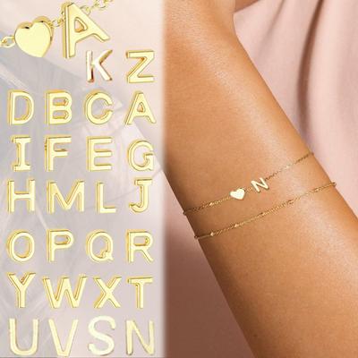 Initial Heart Bracelet Heart Letter  Bracelet Personalized Monogram Bracelet 1 Pc