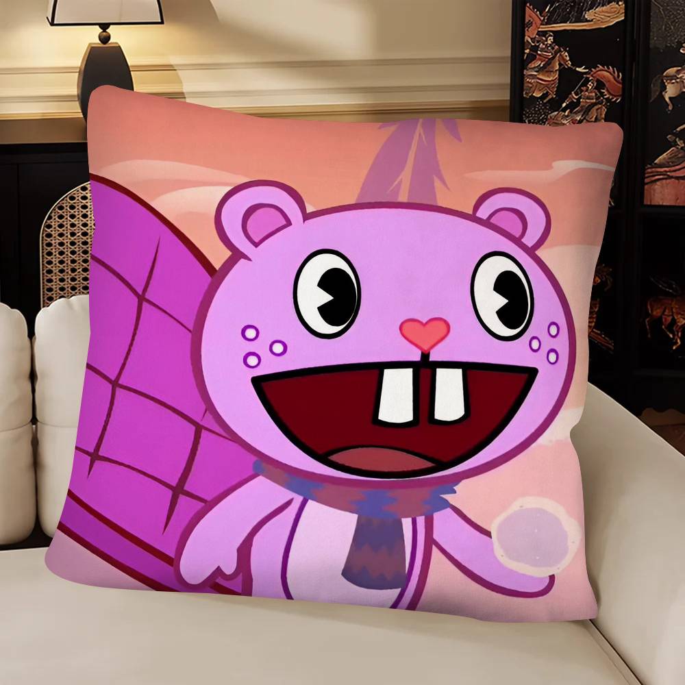 Cartoon HHappy Tree FFriends Pillow Case Fashion Square Pillowcase Bedroom Sofa Room Ins Decoration Leisure