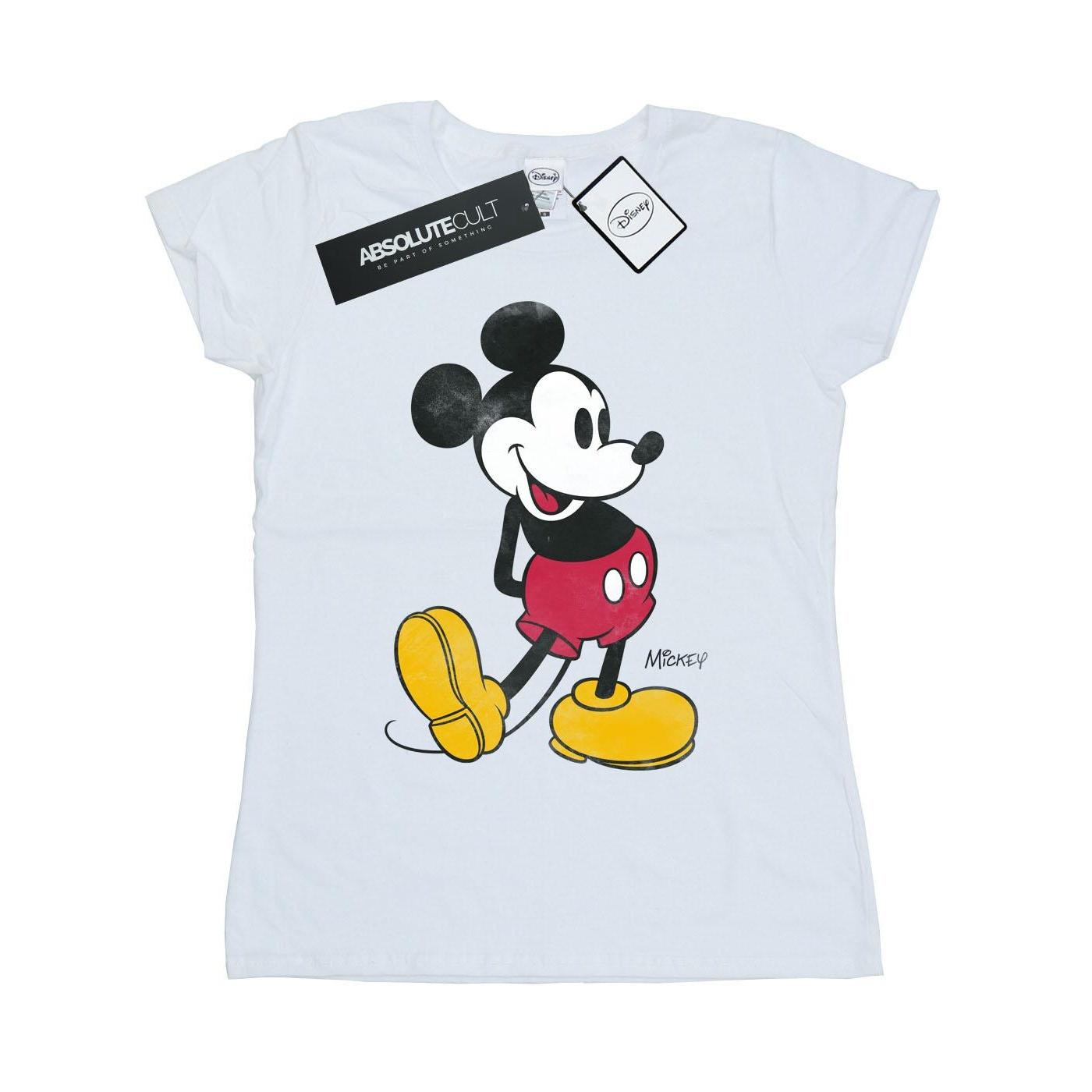 Disney Damen/Damen Mickey Mouse Classic Kick Baumwoll-T-Shirt L weiß