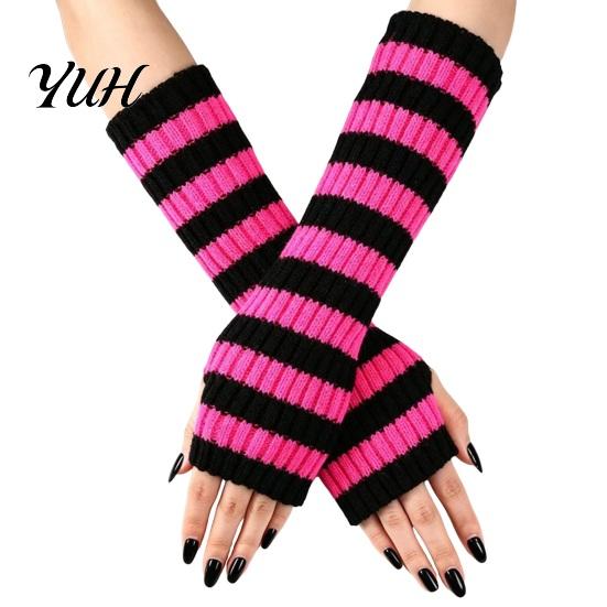 Knitted Arm Warmers for Women Striped Women, Fingerless Sleeves, Soft Comfortable Sleeves Typing Thermal Wrist Autumn Winter, Fashion Accessories