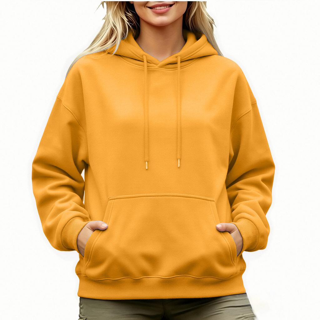 Felpa con cappuccio oversize da donna a spalle scese, manica lunga, per l'autunno