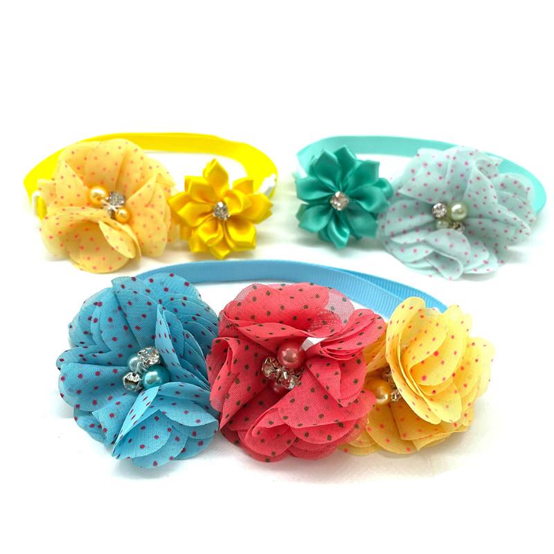 50/100pc New Pet Dog Cat Bow Tie Flowers Style Cute Colorful Pet Cat Dog Puppy Bowtie Holiday Party Pet Supplies Dog Accessories