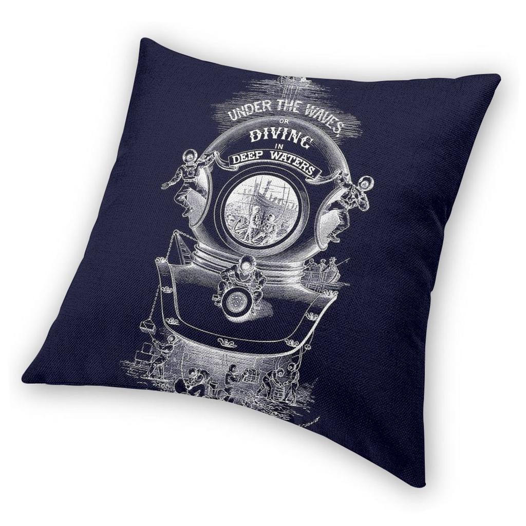Vintage Deep Sea Divers Square Pillowcase Polyester Linen Velvet Creative Zip Decor Throw Pillow Case Home Cushion Case