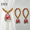 Wooden Bead Curtain Tiebacks 1 Pair Xmas Charm Christmas Ties Beaded Holdbacks for Drapes Living Room Bedroom Nursery Decor Easy-operate Holders