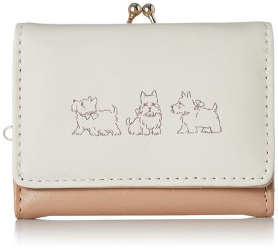 Aldi Tri-fold Wallet with Clasp and Cat Design, A50, Beige
