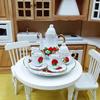 8Pcs/Set 1:12 Dollhouse Miniature Dining Ware Porcelain Tea Dish Cup Plate