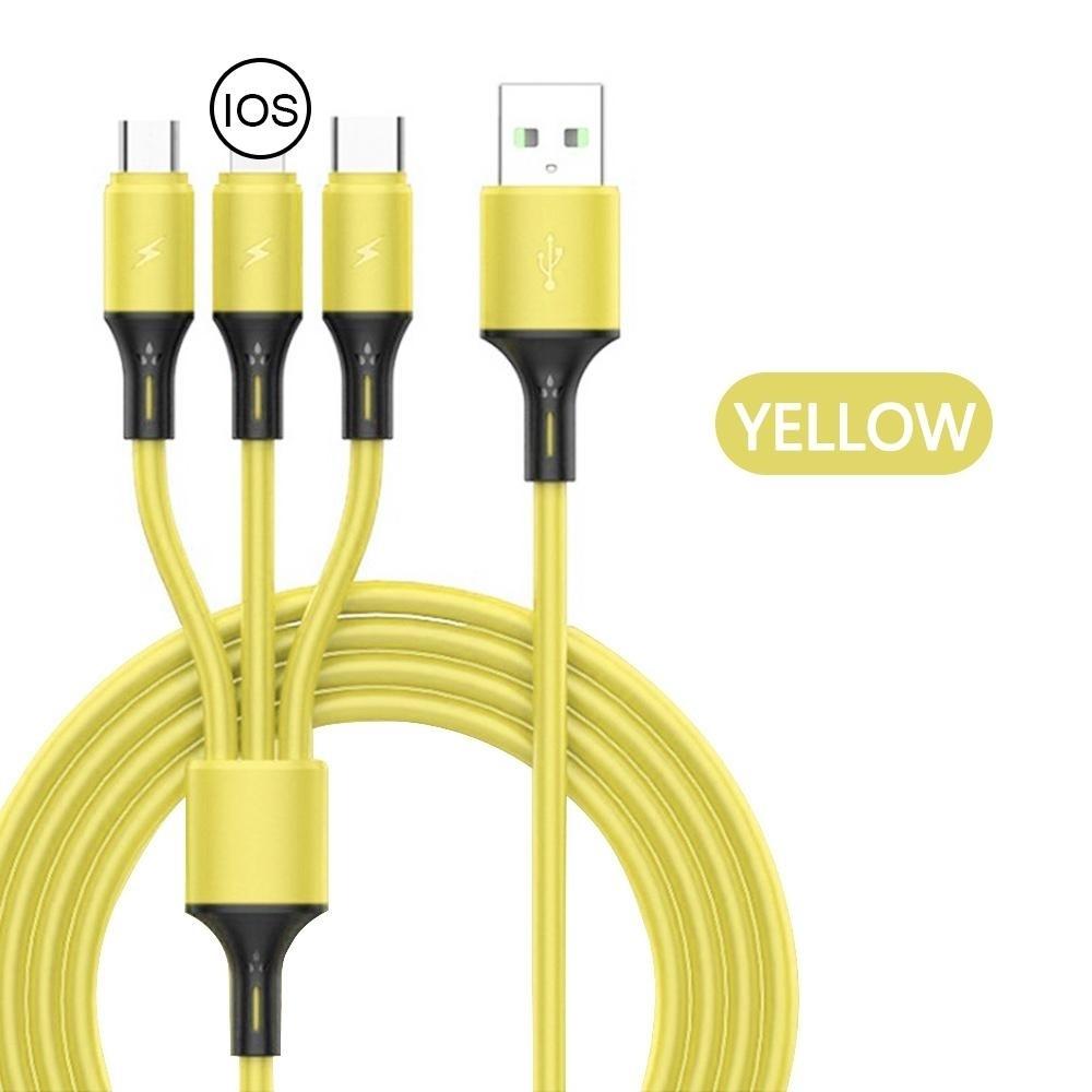 

2.4A Макс. 3 в 1 USB-кабель для быстрой зарядки Lightning-кабель для iPhone Type C Кабель для зарядки мобильного телефона для Xiaomi Samsung USB Micro 1.2M жёлтый