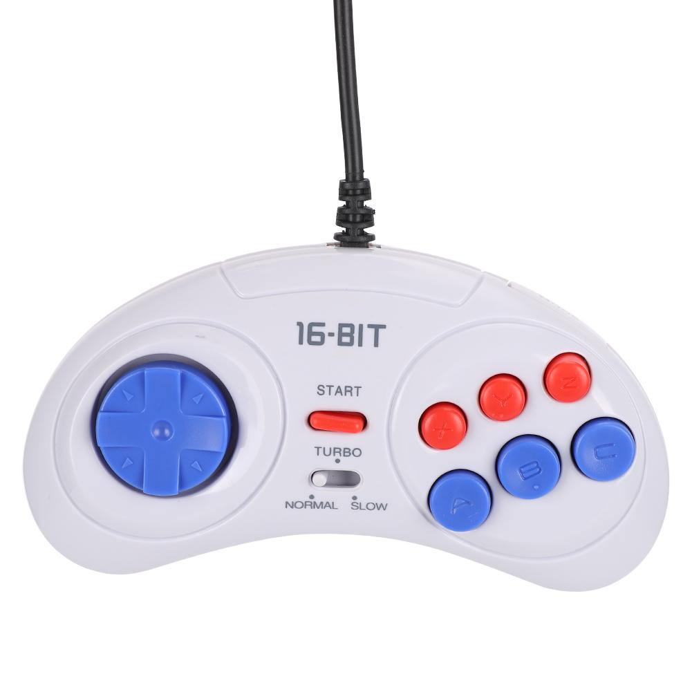 16Bit 9 Pin Mini Handheld Game Console Ergonomic Gaming Controller White for Sega