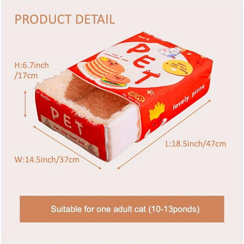 Cozy Snack Box-Style Cat Bed - All-Season Polyester Pet Nest for Cats, Non-Assemblable