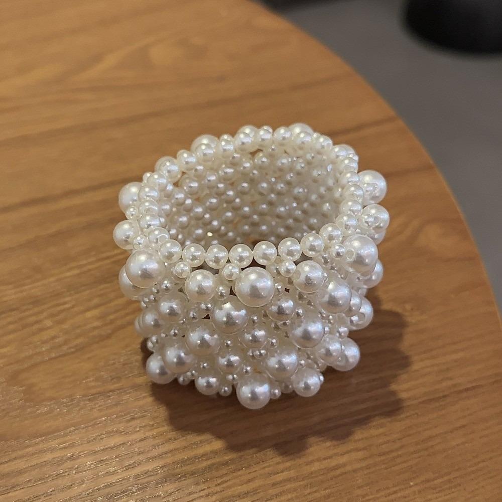 Elastic Pearls Bracelet Baroque Wide Bangle Temperament Women Bracelet  Ladies