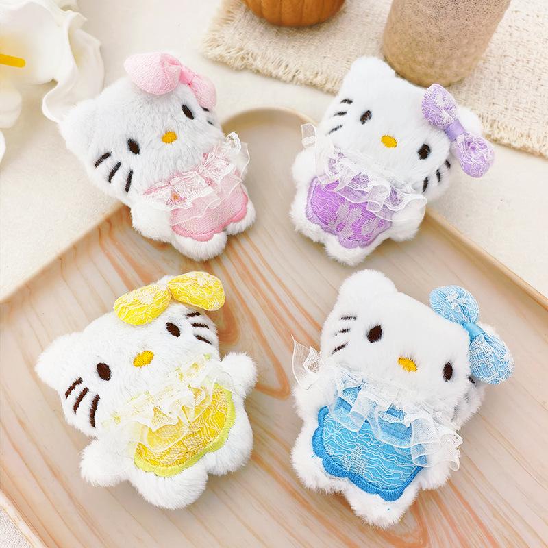 Cute Lace Skirt Plush Cat Brooch & DIY Keychain Pendant - Clothing Accessories
