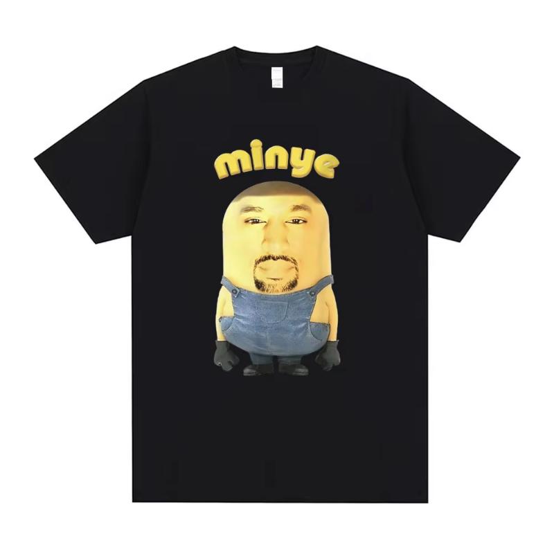 Rapper Kanye West Minye Funny Meme T Shirt Men Women Hip Hop Vintage Oversized Tshirt Men's Casual Cotton Short Sleeve T-shirts