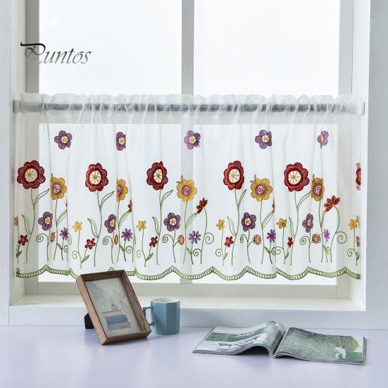1 Sheet  Window Sheer Perforated Delicate Polyester Beautiful Embroidered Window Voile Curtain Household Supplies