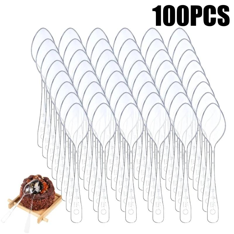 Clear Mini Spoons for Desserts Small Plastic Tasting Spoon Disposable Spoons Tiny Plastic Serving Utensils For Party Supplies