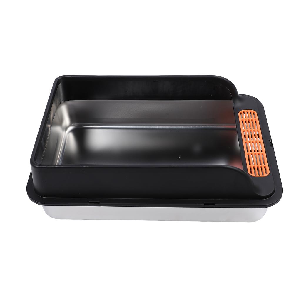 Cat Litter Box Stainless Steel Large Capacity Top Entry Anti Splashing Metal Litter Pan with Leakproof Mat for Pet