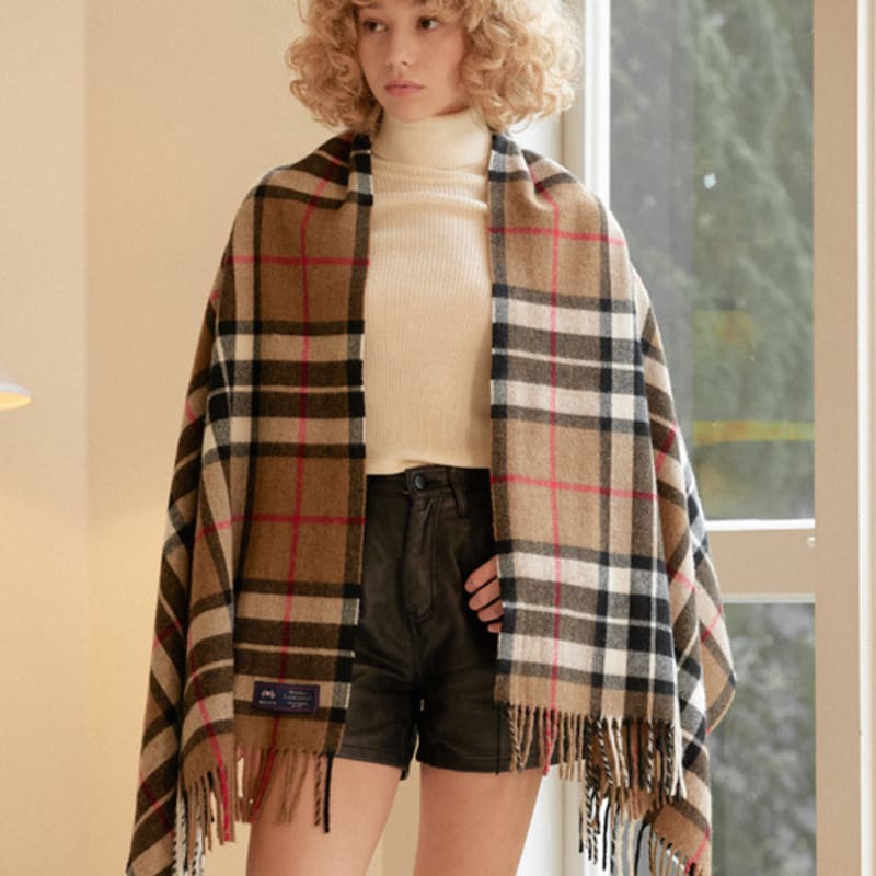 ABRAHAM MOON Merinowolle Schal 70cm - Camel Thompson