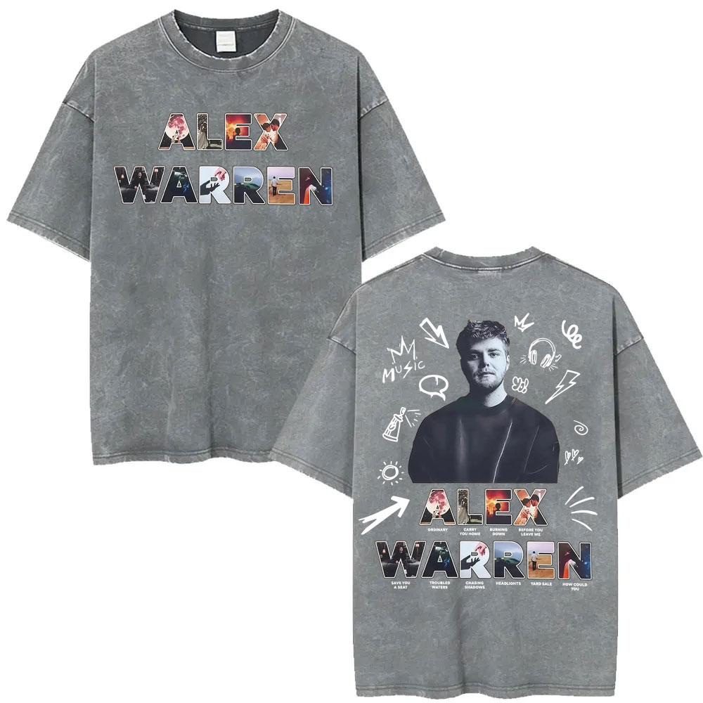 Alex Warren Little Orphan Alex Live Tour 2026 Graphic T Shirt Men's Clothing Vintage Washed T-shirts Casual O-Neck Loose T-shirt