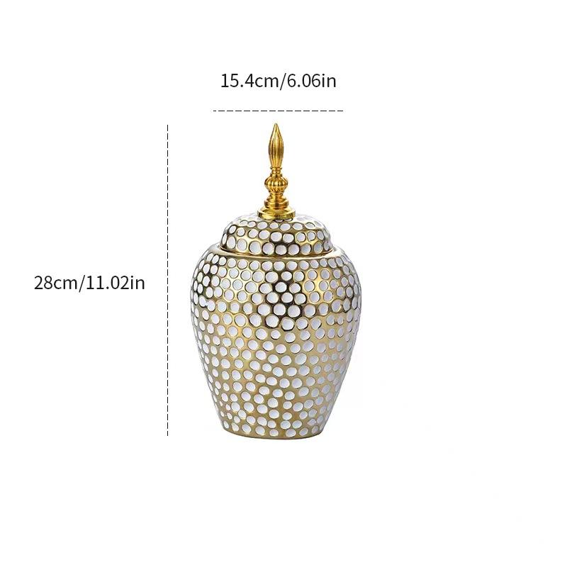 Electroplated golden ceramic general jar luxury vase home decoration ornament ceramic storage bottle desktop flowerpot high vase