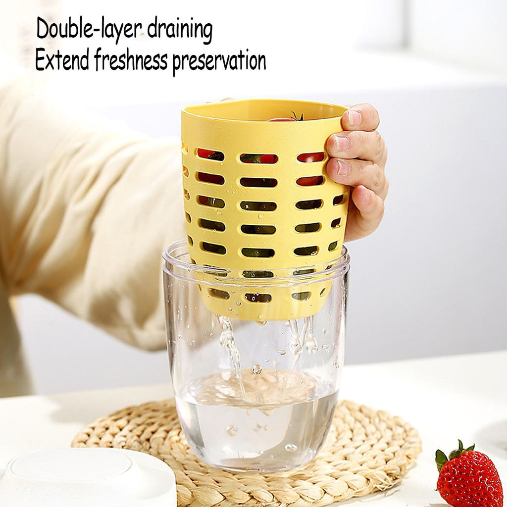 1pc-New Portable Plastic Fruit Box Fresh-keeping Box Sealed Storage Box for Refrigerator