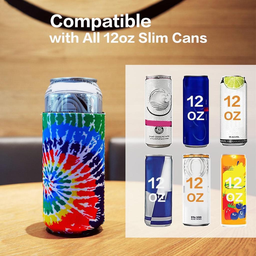 4 Pack 12oz Slim Beer Can Cooler Sleeves, Neoprene Beer Can Cooler Bulk, Collapsible ulators Cooler Cover Fits for White Claw/Spiked Seltzer and More