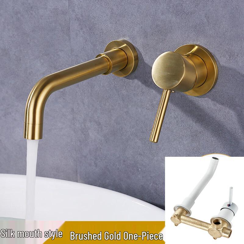 Taijufu Brushed Gold Concealed Wall-Mounted Mixer Faucet