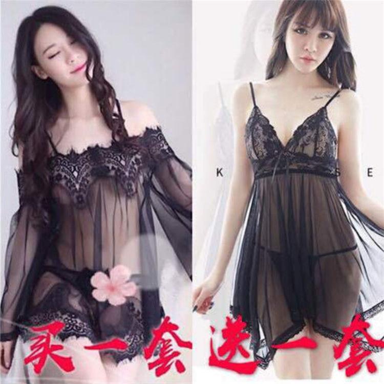 Sexy Lingerie Women Are Extremely Tempting To Flirt Super Saucy Large Size Transparent Lace Suspender Skirt Free Suit