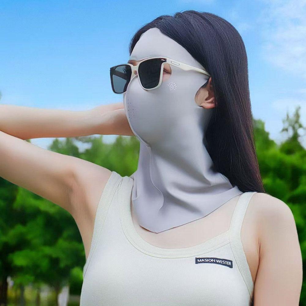 Ice Silk Sun Protection Mask Full Face Sunshade Face Mask New Anti-UV Neck Scarf  Summer
