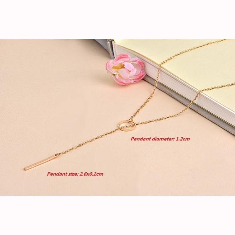 Dainty Minimalist Simple Circle Necklace with Gold Color Bar Necklaces Pendants
