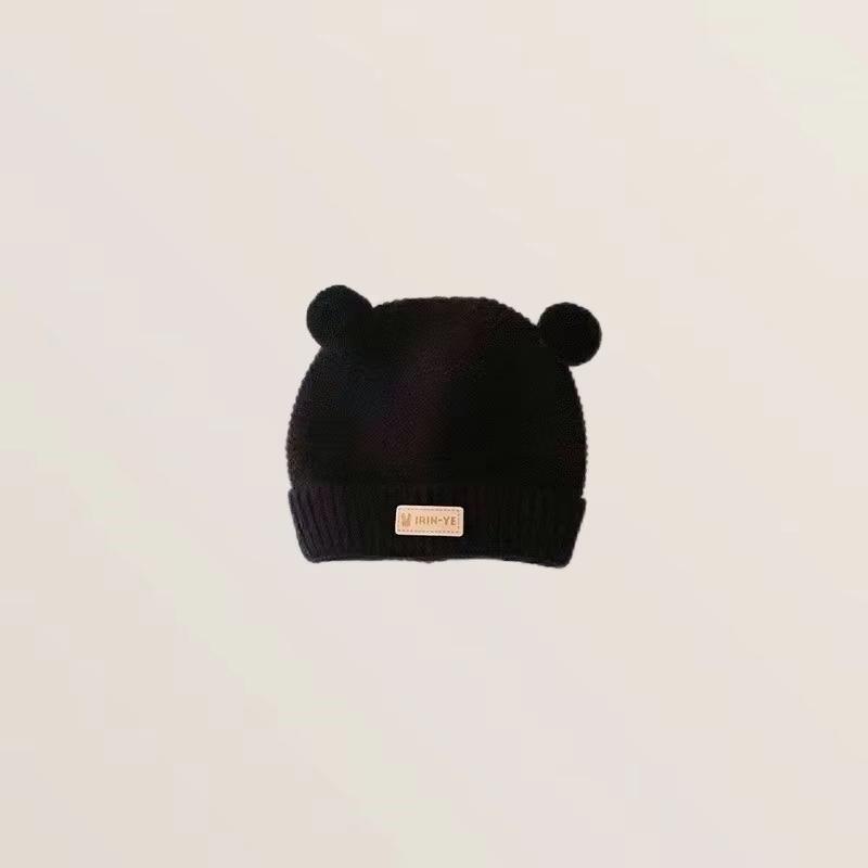 

Милые детские шапки-бини с двойными помпонами, осенне-зимняя вязаная шерстяная теплая шапка для младенцев, мальчиков и девочек, однотонные вязаные шапки-пуловеры крючком чёрный