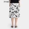 PORTS Silk Blend A-Line Midi Skirt