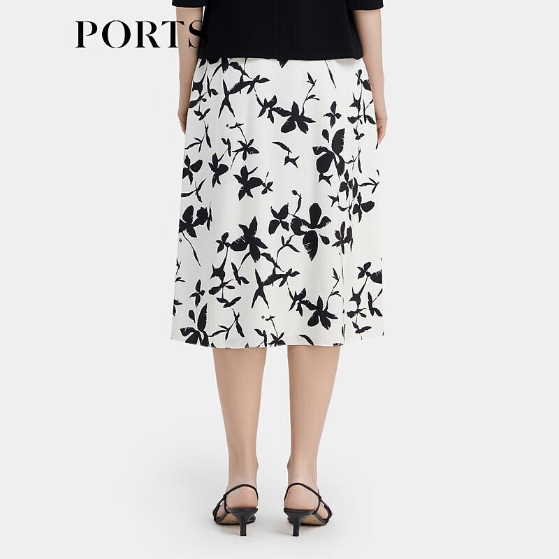 PORTS Silk Blend A-Line Midi Skirt
