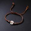 Vintage Round Leather Cord Pendant Necklace With Unique Fingerprint Design Bohemian Statement Jewelry For Women
